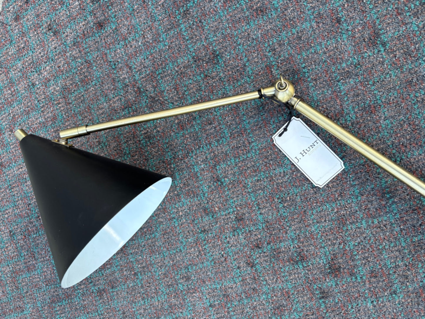 68047 Pair of J HUNT Mid-Century Modern Adjustable Brass Floor Lamps