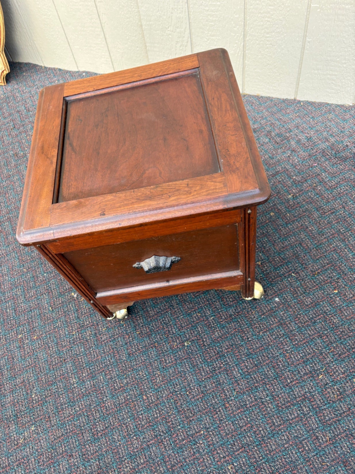 67726 Victorian Walnut Potty Chair with Porcelain Insert and Casters