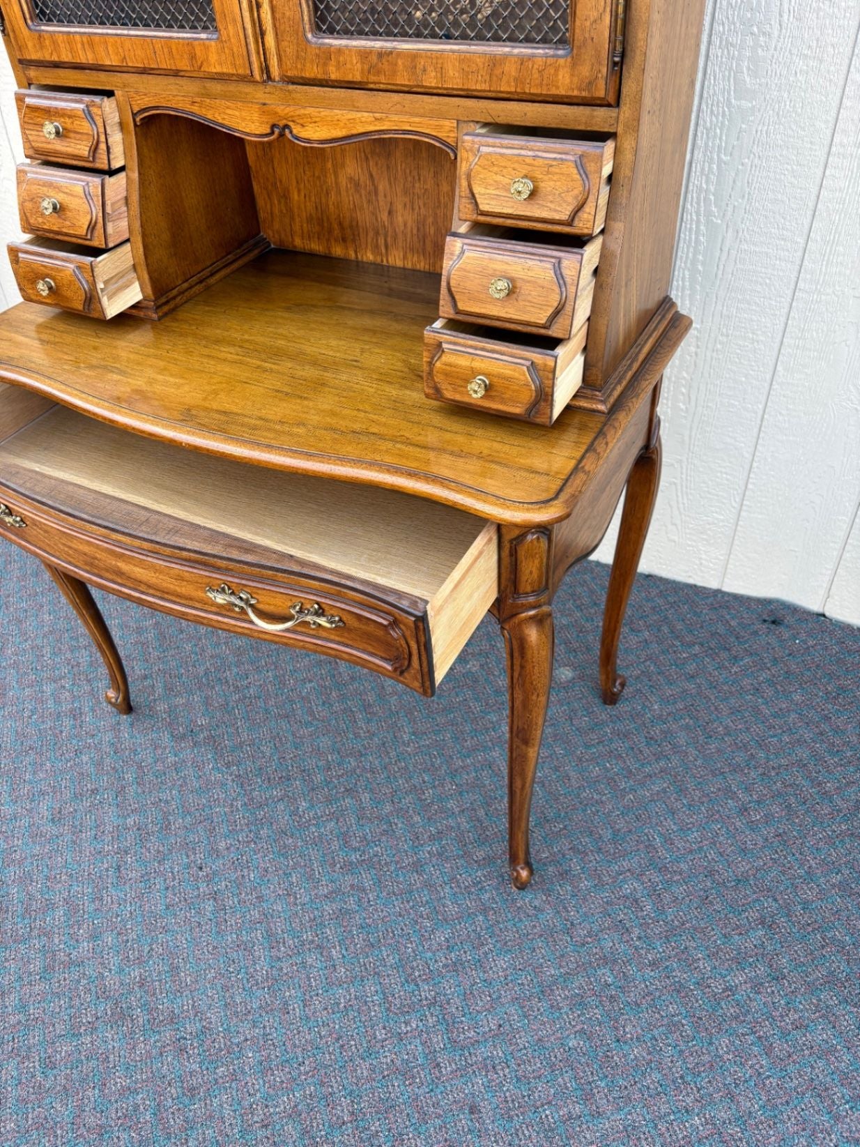 67607 Thomasville French Provincial Secretary Desk with Chair, Oak Finish