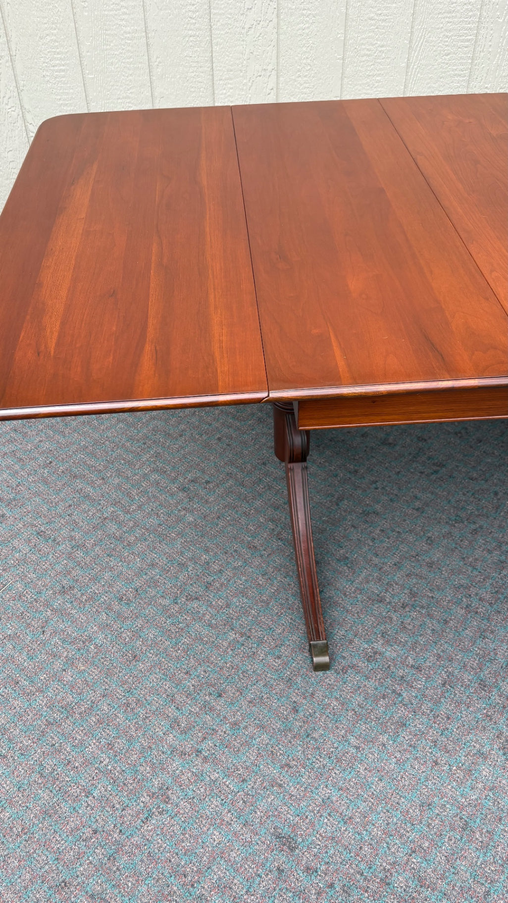 67867  Mid-century Solid Cherry Modern Drop Leaf Dining Table with Three Leaves