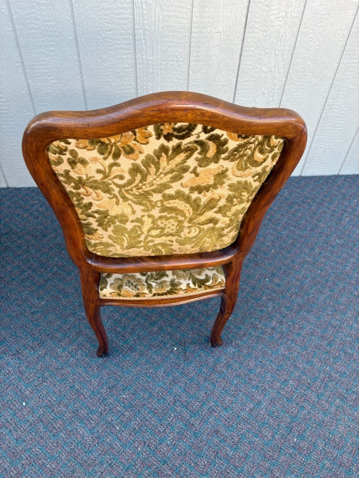 67413 Pair of French Louis XV Style Armchairs with Velvet Upholstery