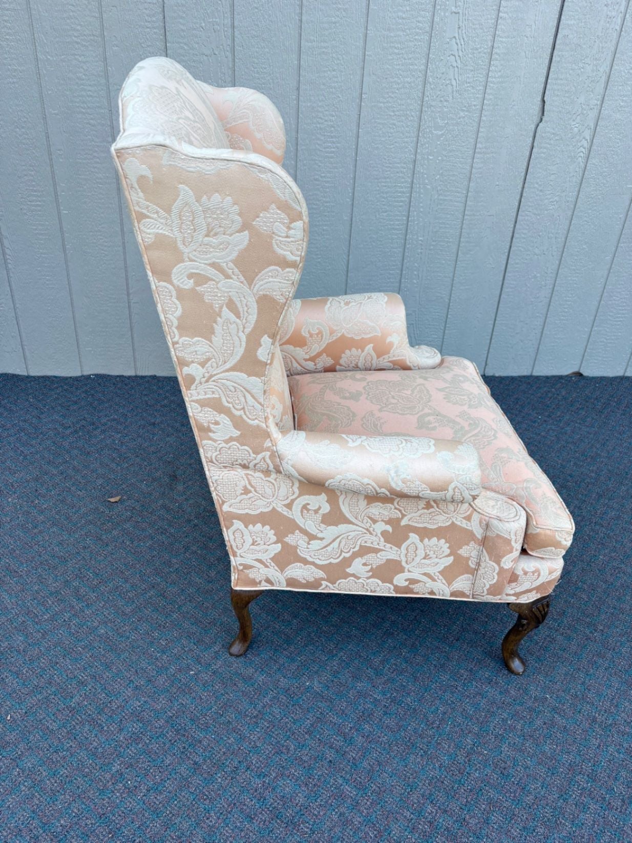 67593  Pair of Sherrill Wing Chairs, Queen Anne Style, Upholstered