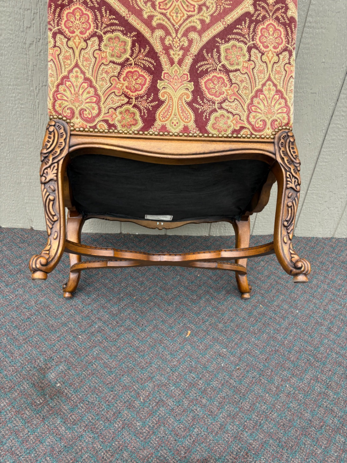 67758 Sherrill French Provincial Upholstered Armchair with Carved Wood