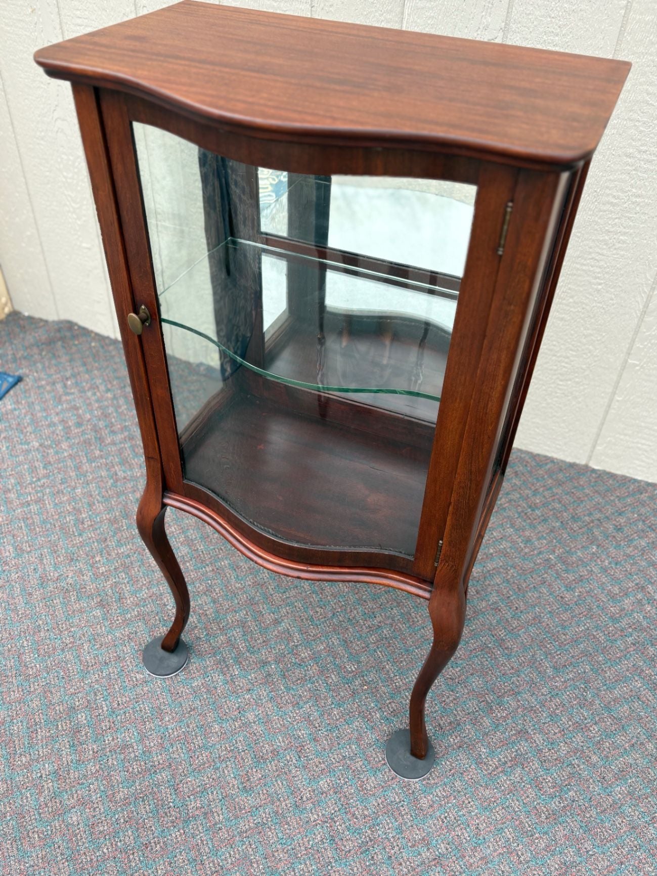 67679 Small Mahogany Curio Cabinet with Glass Shelves and Door