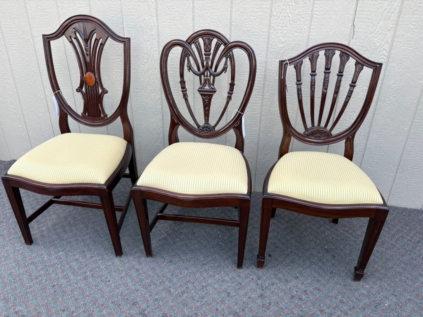 67638 Elegant Mahogany Inlaid Side Chair with Upholstered Seat