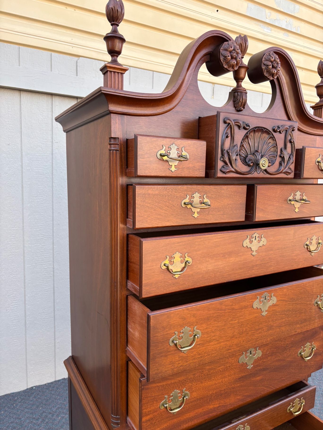67648  FELDENKREIS Mahogany Chippendale Style Highboy Chest on Ball-and-Claw Feet