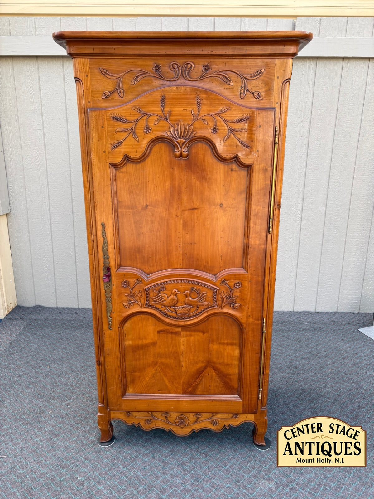 68127  Antique French Louis XV Style Carved Walnut Wardrobe Armoire