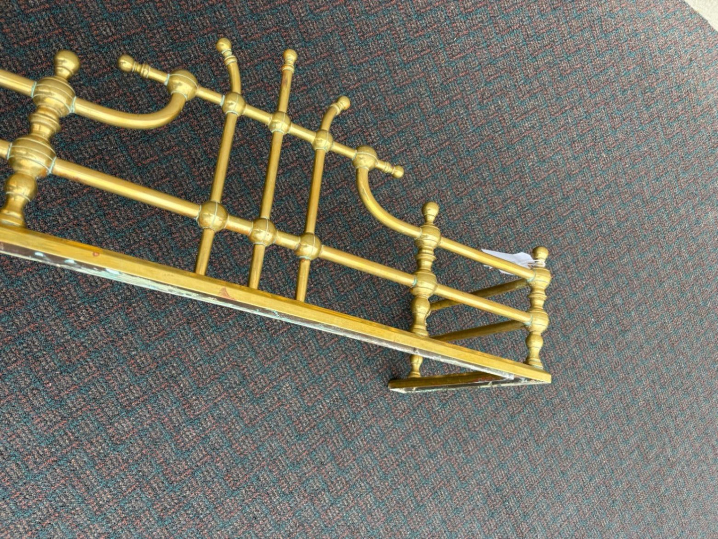 65936 Vintage Brass Fireplace Fender with Ornate Detailing