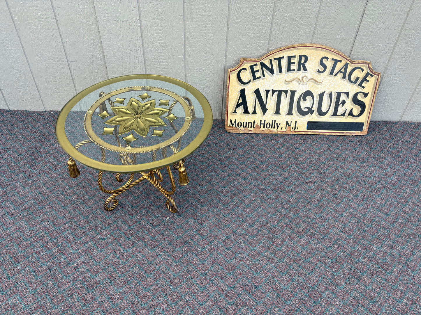 67703 Italian Mid-Century Brass and Glass Round Accent Table