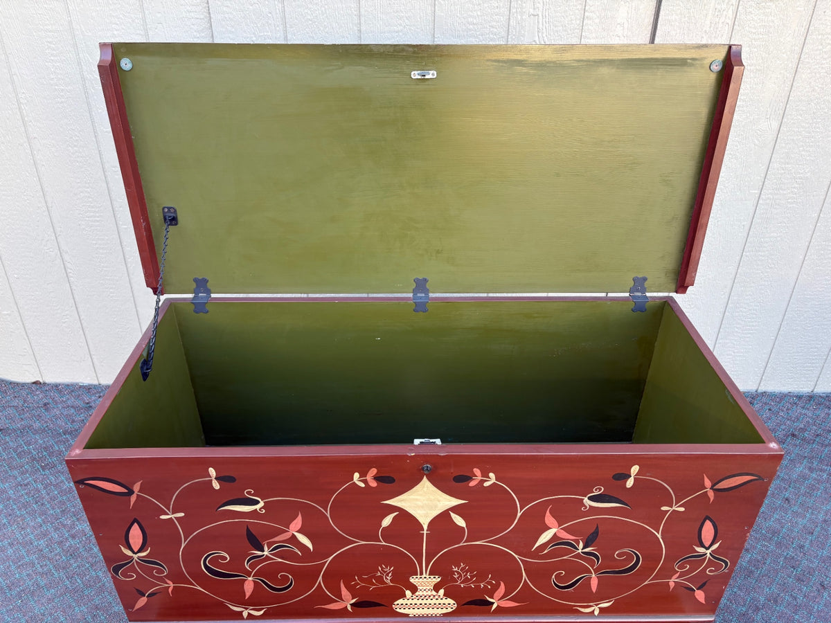 68232  Hand-Painted Mac Intosh Blanket Chest Trunk with Floral Motifs