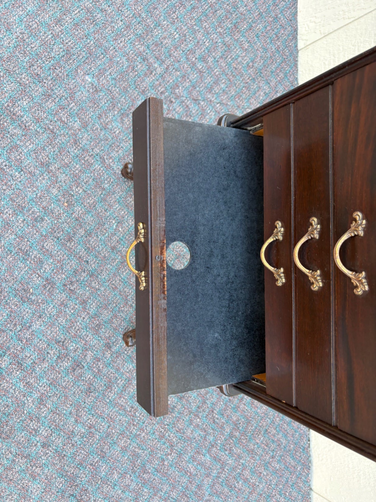 67863 Antique Mahogany Sheet Music Cabinet with Carved Cabriole Legs