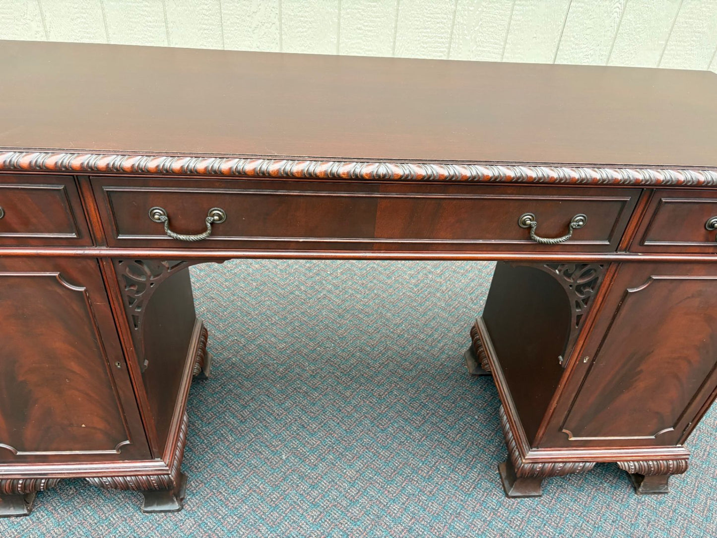 67544  Mahogany Chippendale Style Buffet Sideboard with Carved Details
