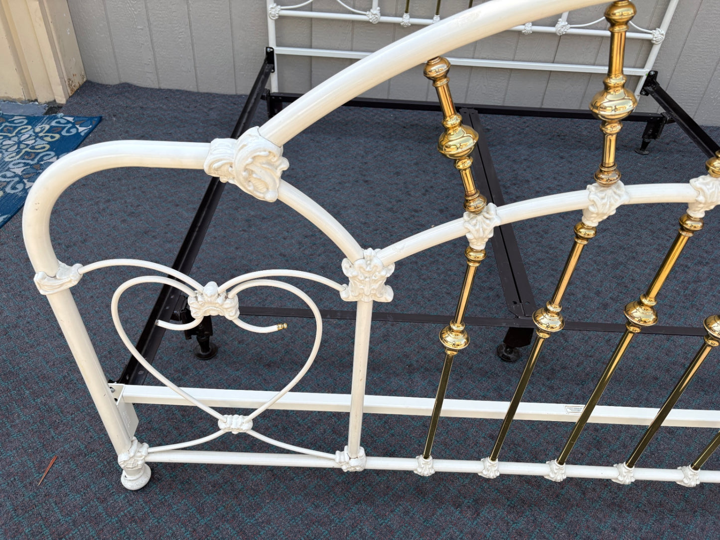 Elegant King Size Brass and Iron Bed Frame by Elliott Designs