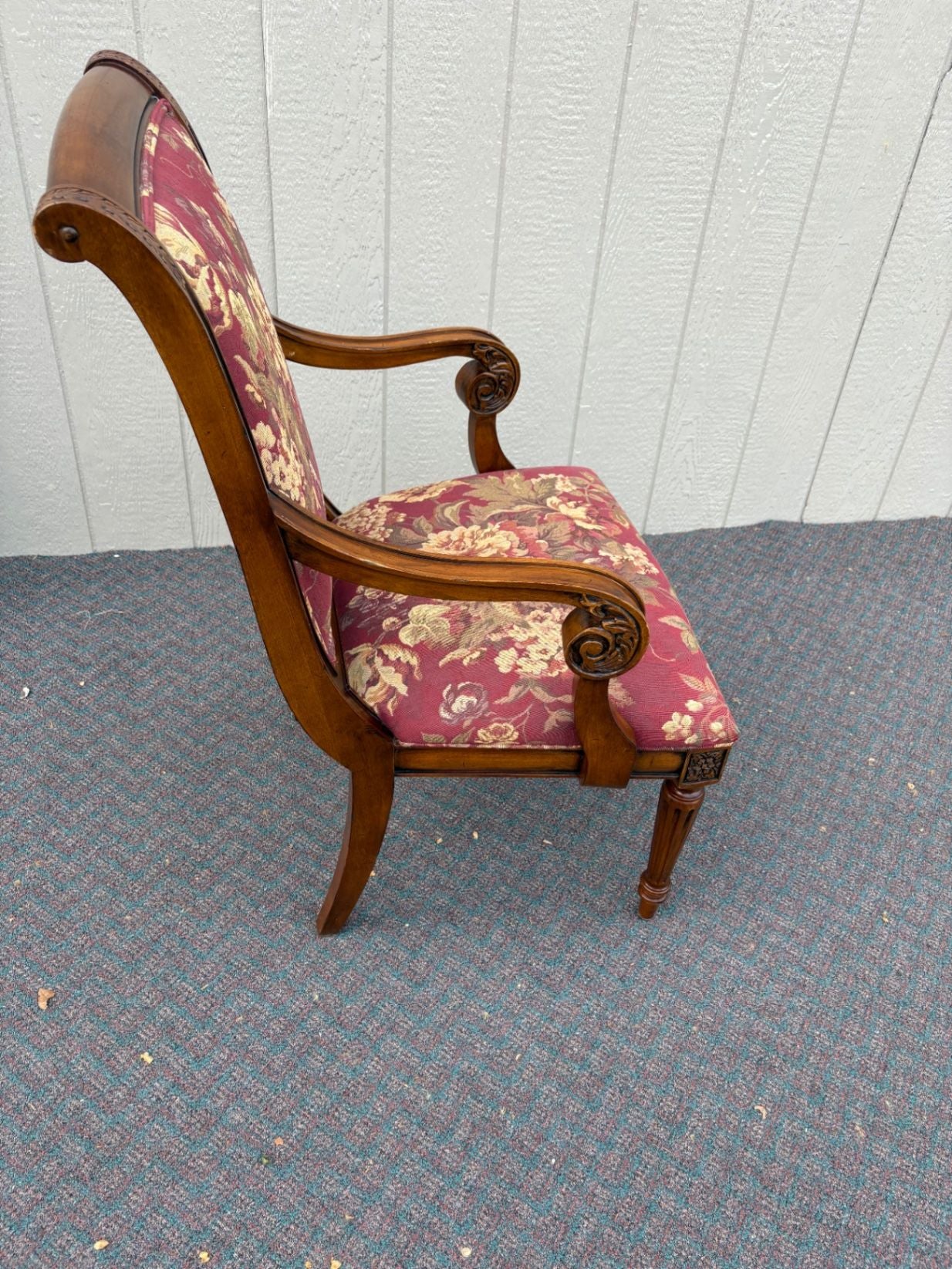 67666 Set of 5 Ethan Allen Dining Chairs with Floral Upholstery