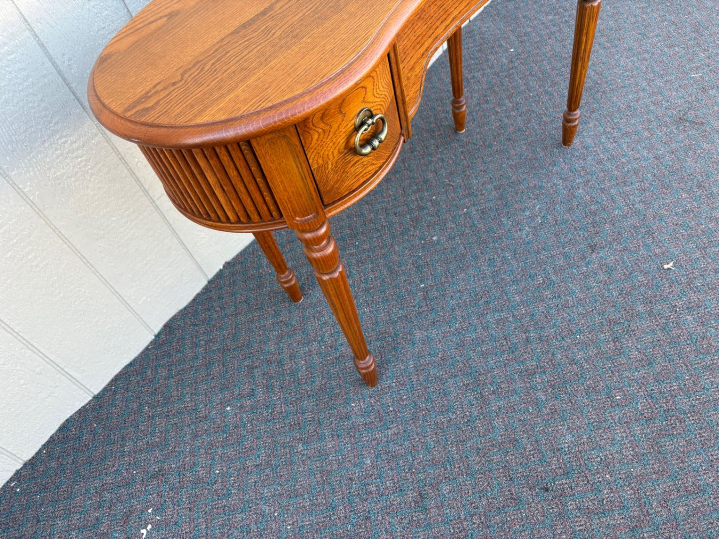 67435 Lexington Oak Kidney Desk with Brass Hardware