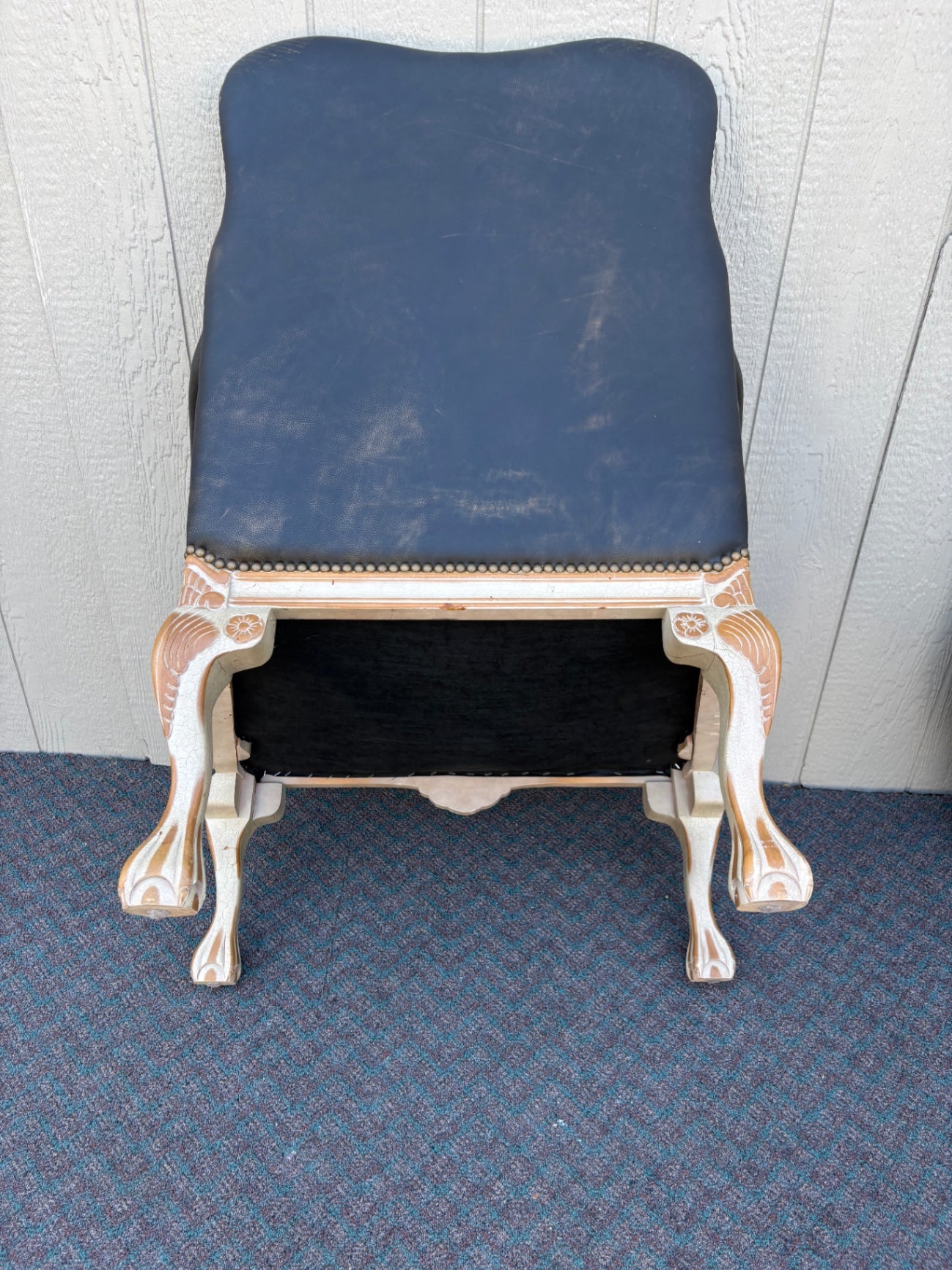 67854 Ornate Baroque Style Leather Armchair with Carved Wood Frame
