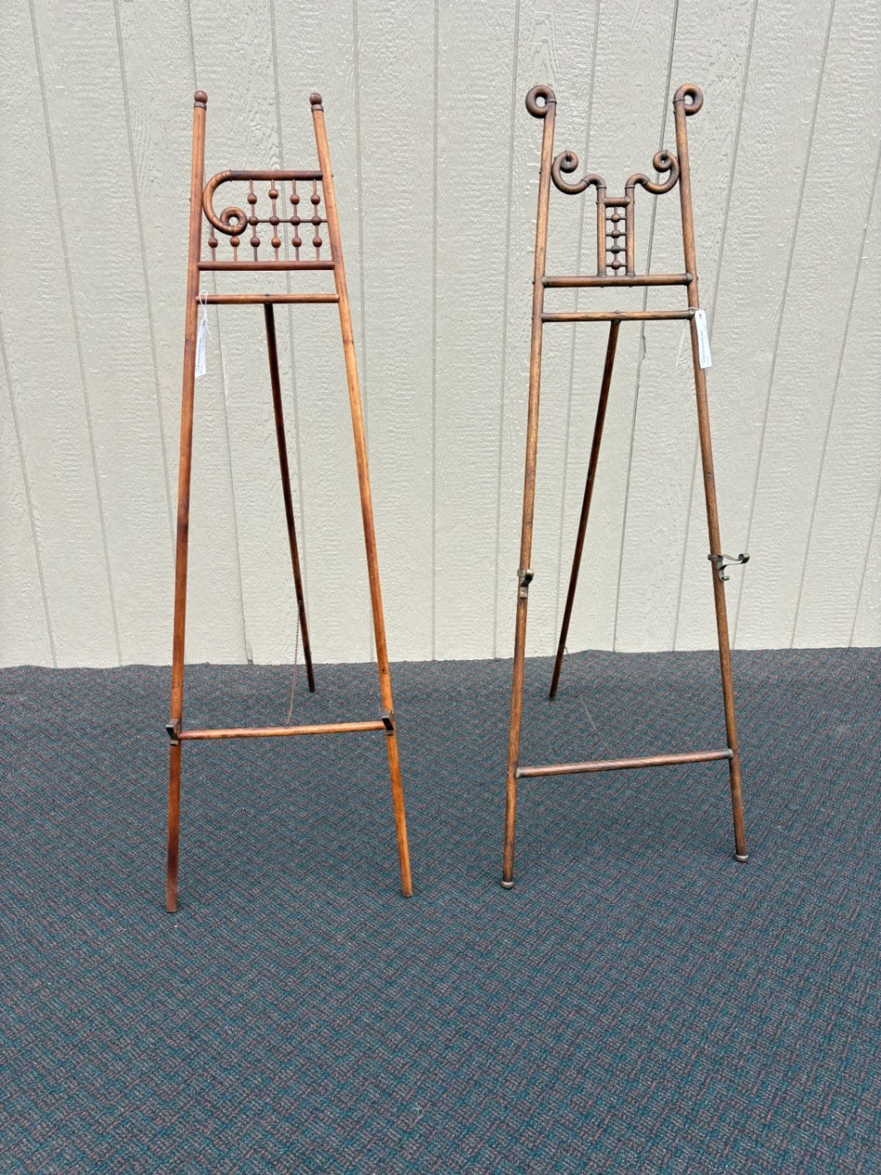 64739 Antique Victorian Wooden Artist Easel with Spindle Design