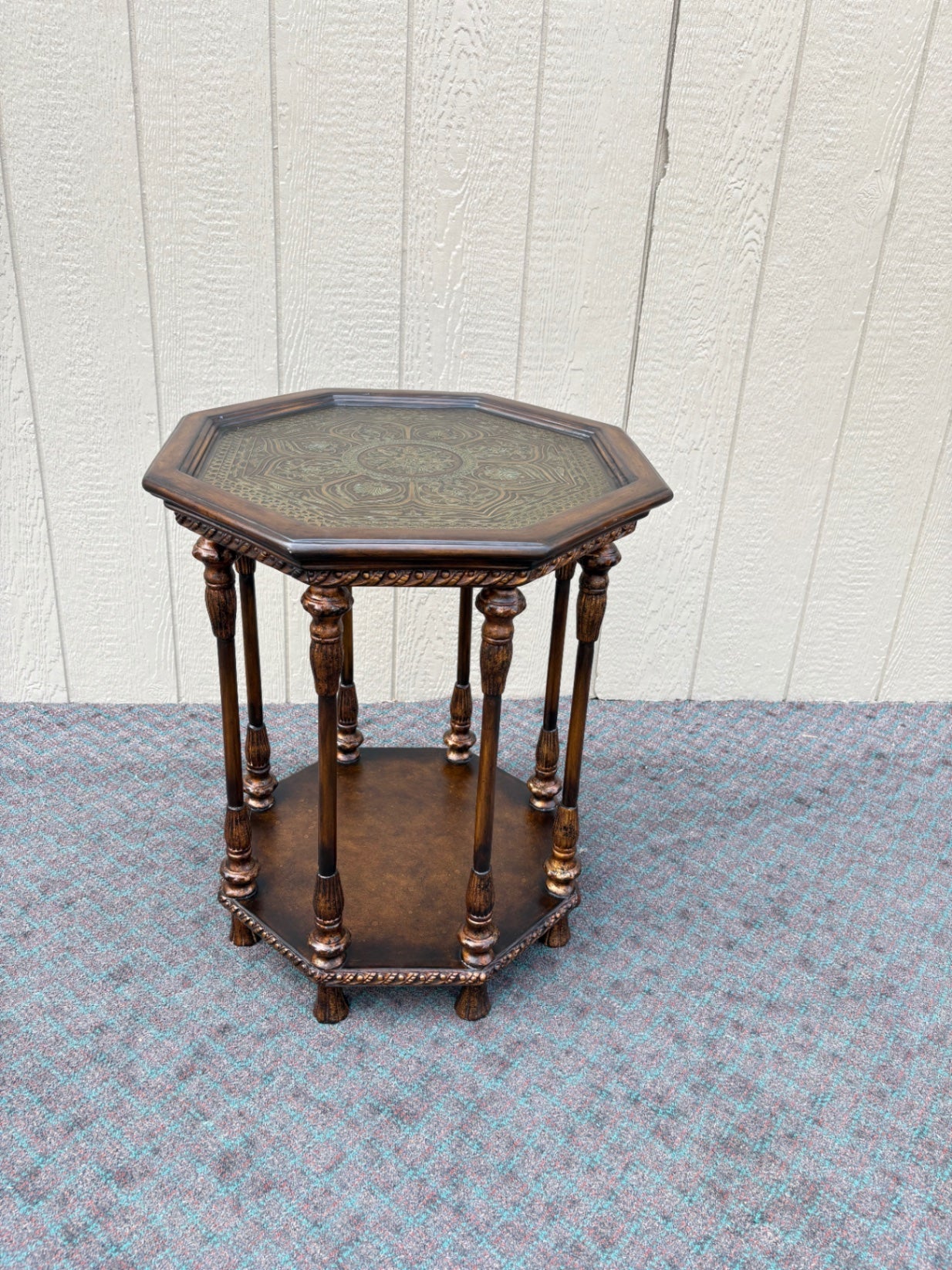 68033  Pulaski Octagonal Accent Table with Intricate Inlaid Top
