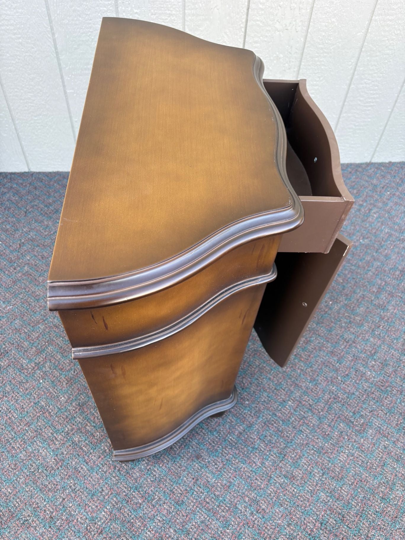 67429  Mid-Century Hand-Painted Floral Stenciled Cabinet