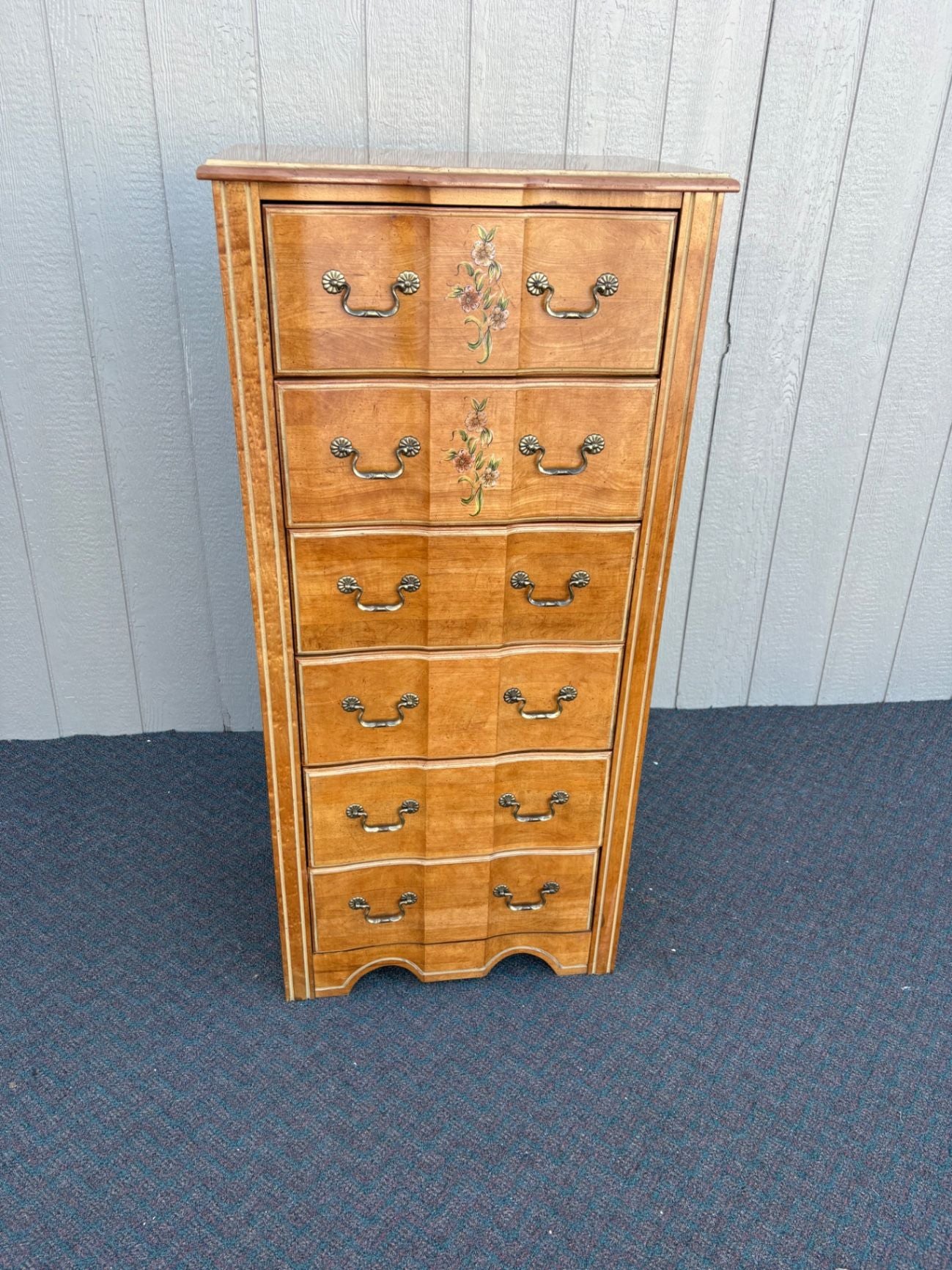 67431 Vintage Stanley Floral Lingerie Chest with Brass Handles