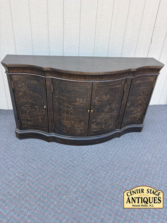 67647 Ethan Allen Asian-Inspired Sideboard Cabinet with Intricate Detailing