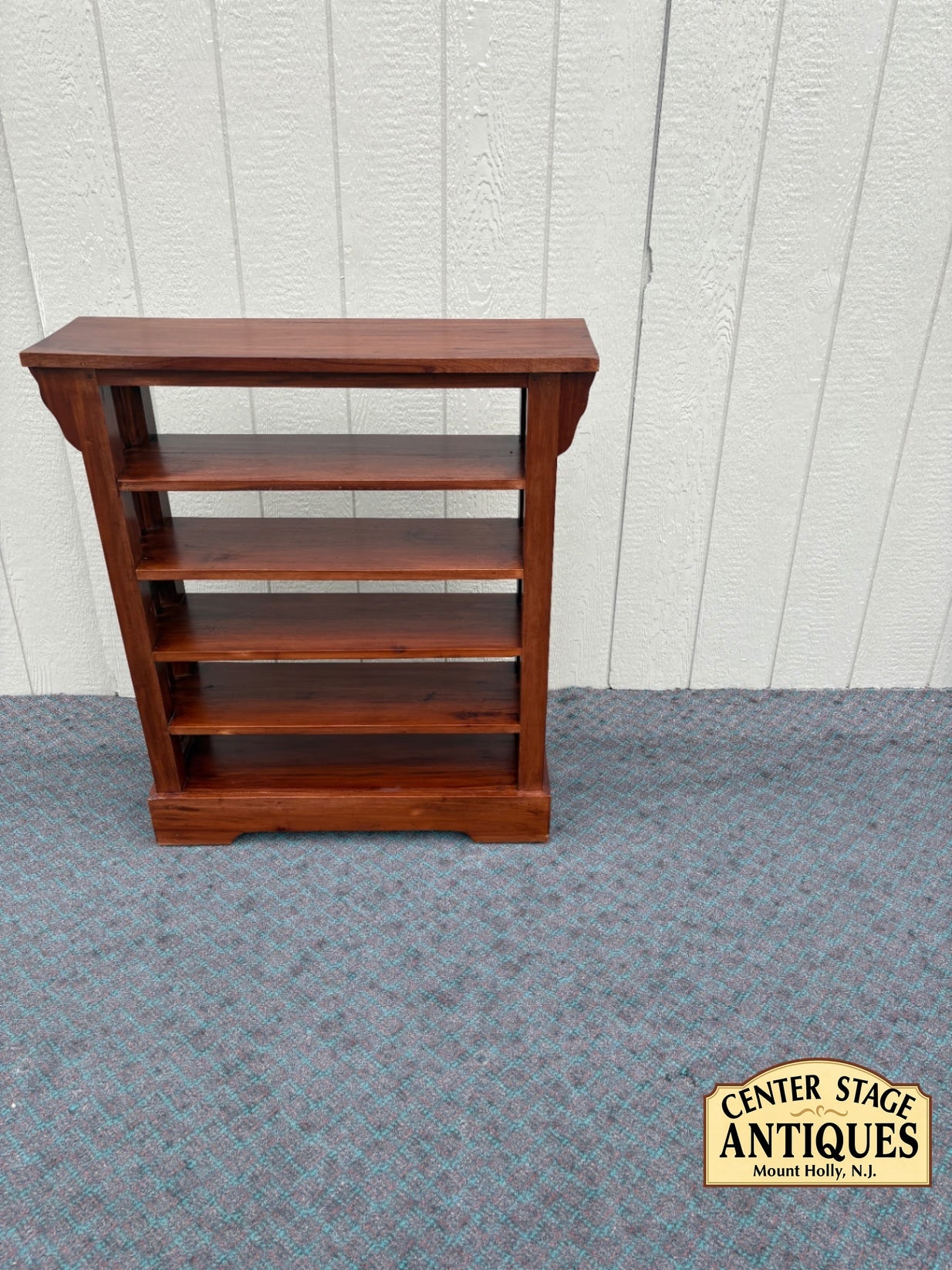 68101 Mission Style Mahogany Bookcase with Slatted Sides, 4 Shelves