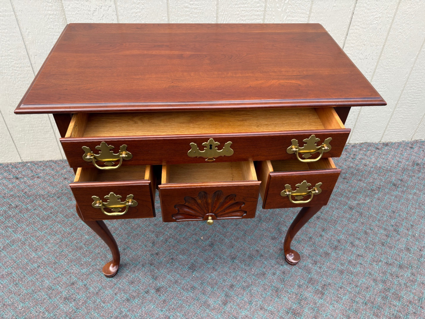 68096 Councill Queen Anne Style Mahogany Lowboy with Brass Hardware