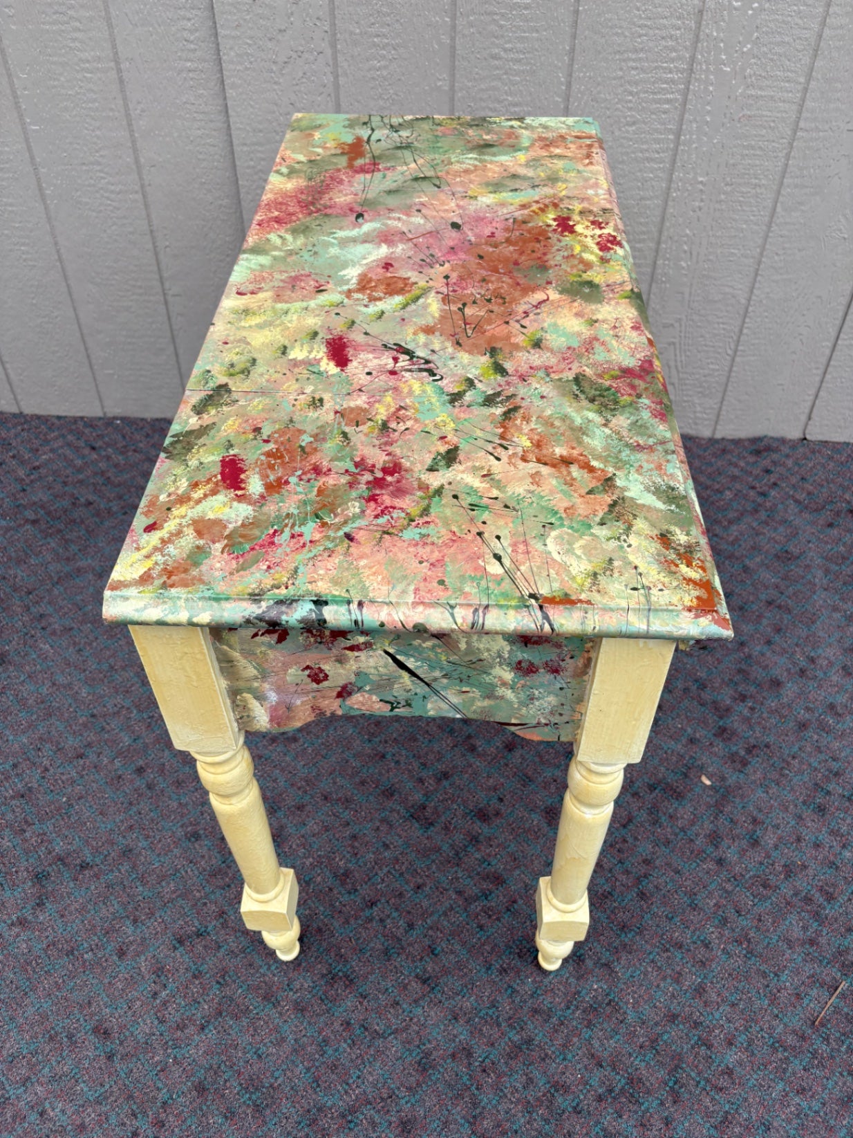 67986 Eclectic Painted Console Table with Turned Legs and Drawers