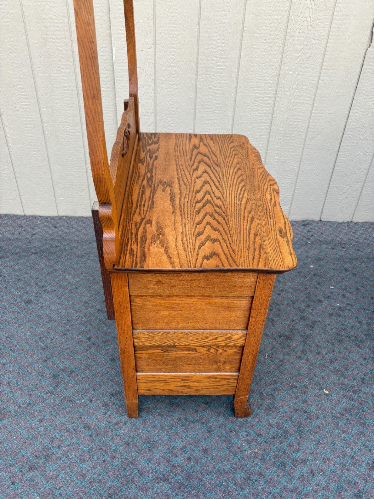 68035 Victorian Oak Washstand with Towel Rail and Carved Details