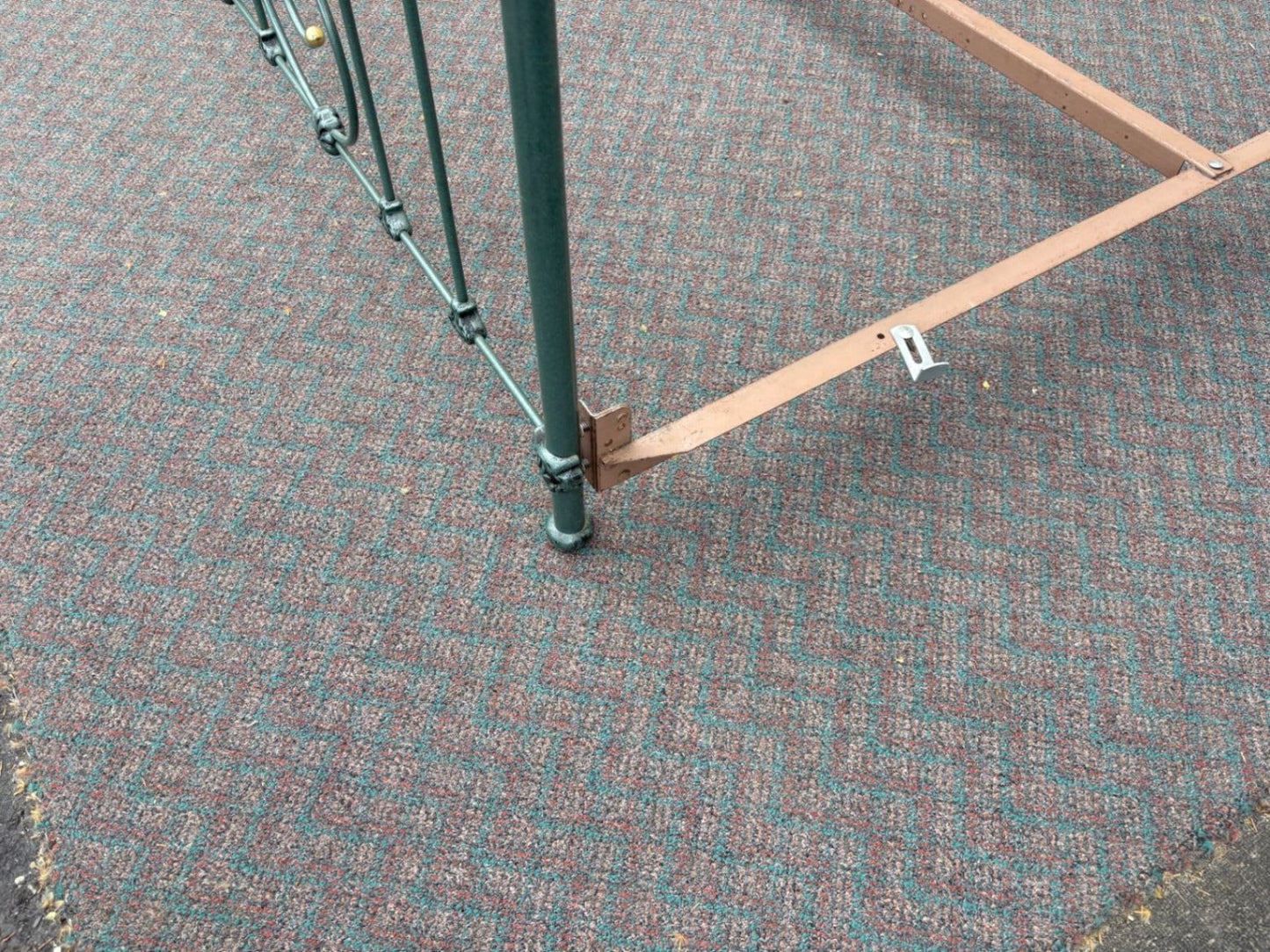 67398  Vintage Brass and Green Metal Full Size Bed Frame
