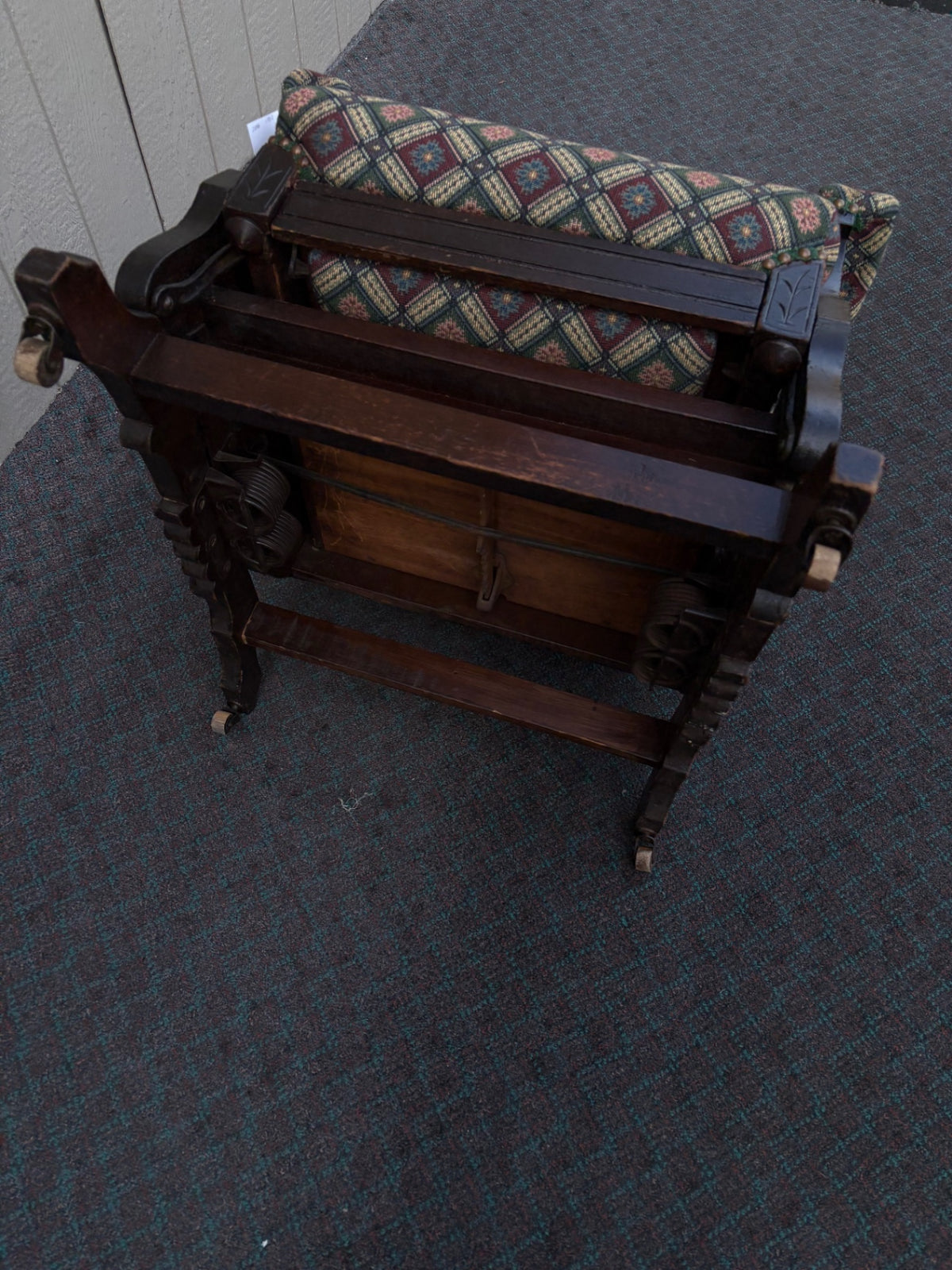 67119  Victorian Platform Rocking Chair with Footrest, Upholstered
