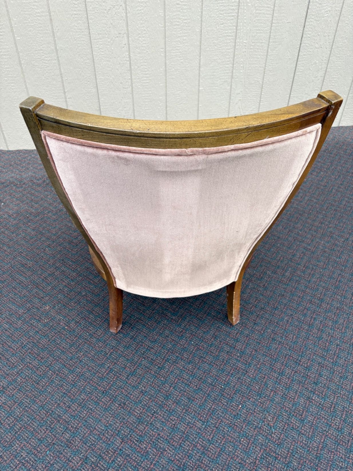 67510 Mid-Century Modern Cane Back Armchair with Velour Upholstery