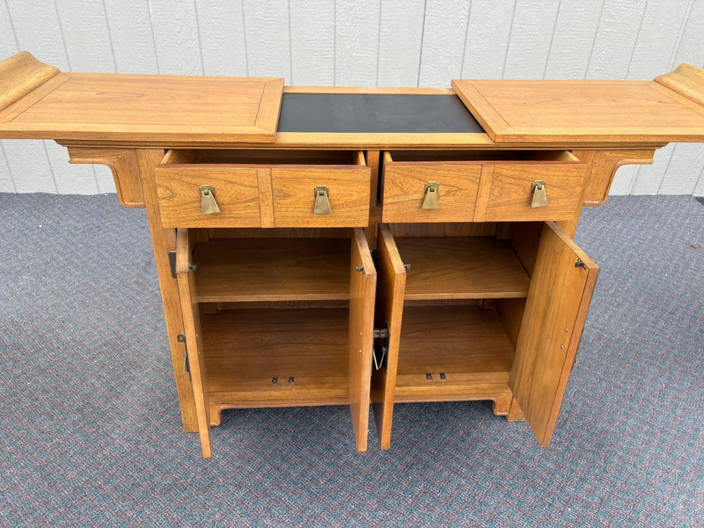 67587  Mid-Century Modern Bar Cart Server in Golden Oak