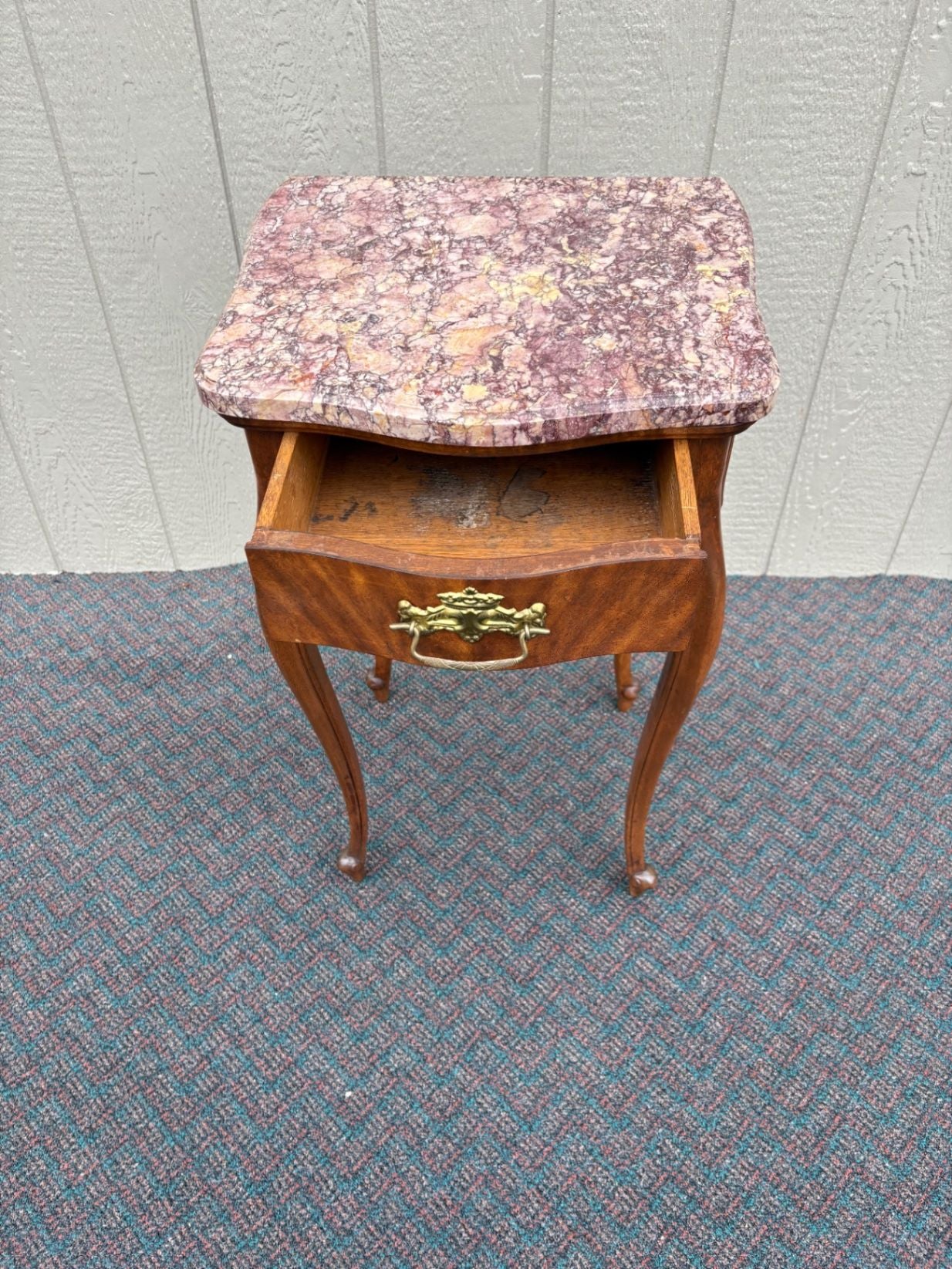 67433  Louis XV Style Marble Top Stand with Cabriole Legs