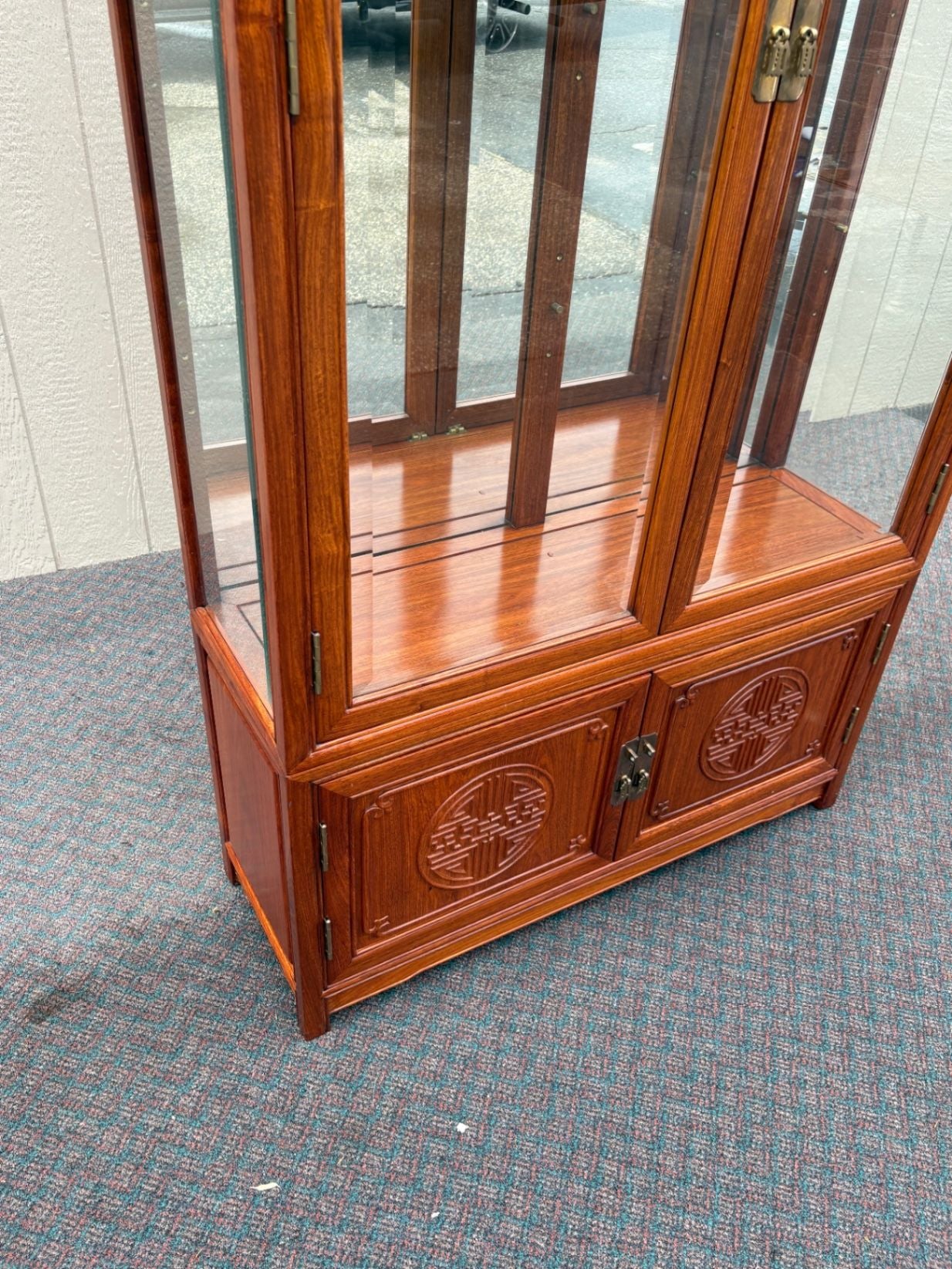 67573  Oriental Style Two-Piece Curio Cabinet with Glass Doors