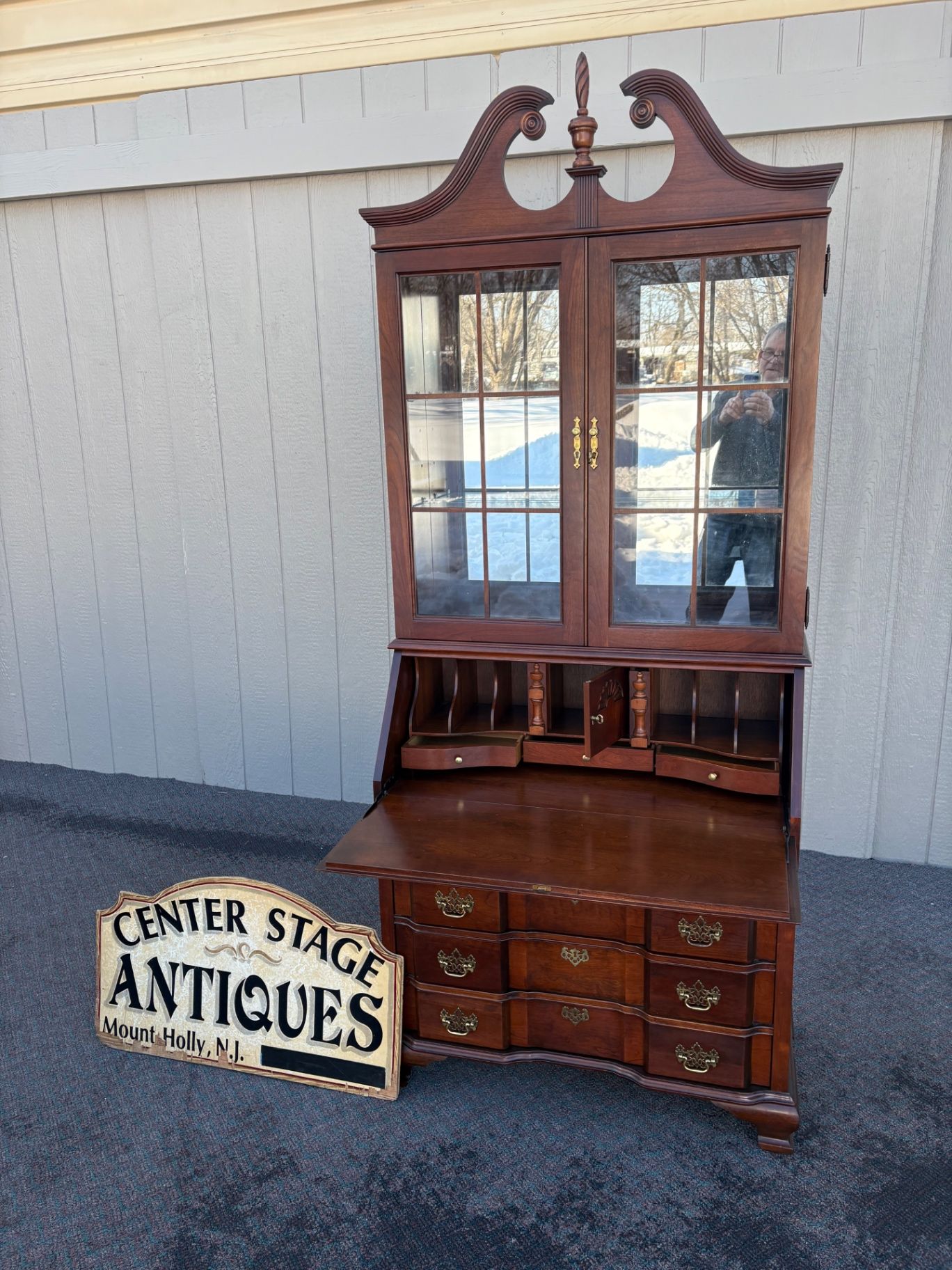 67438   Jasper Mahogany Secretary Desk with Glass Hutch