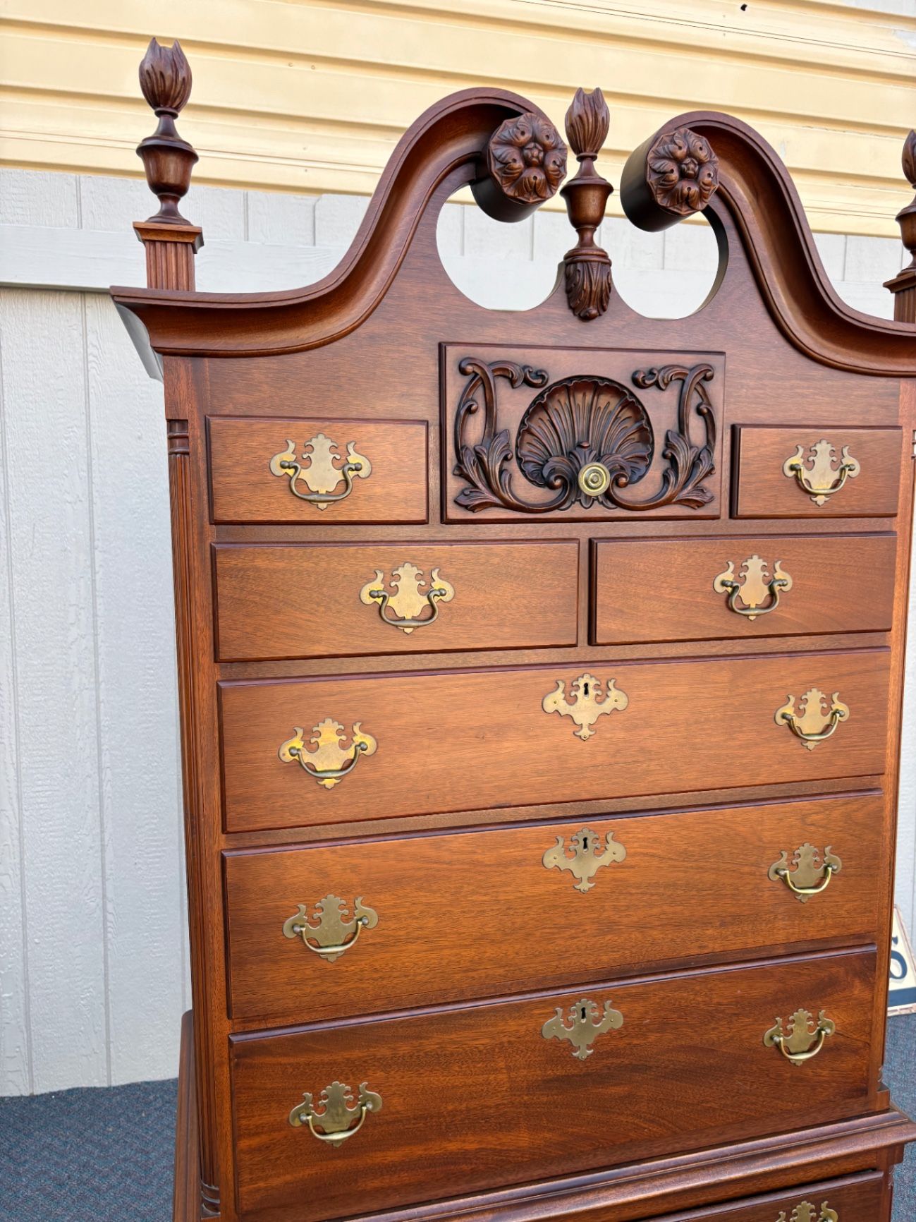 67648  FELDENKREIS Mahogany Chippendale Style Highboy Chest on Ball-and-Claw Feet