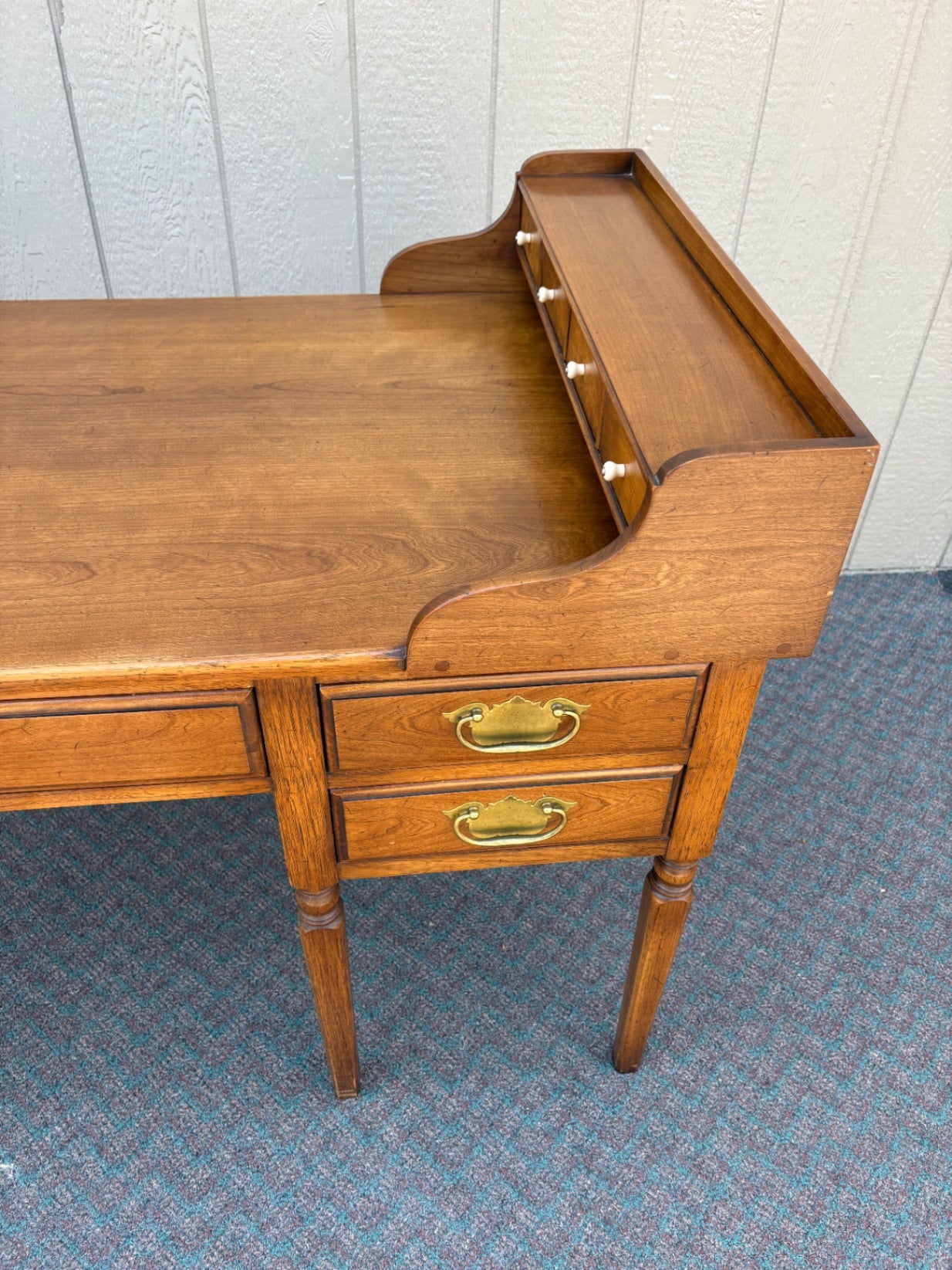 67832 Vintage Solid Cherry  Writing Desk with Drawers on sides and Brass Hardware