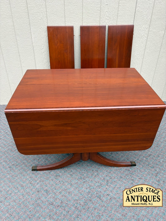 67867  Mid-century Solid Cherry Modern Drop Leaf Dining Table with Three Leaves