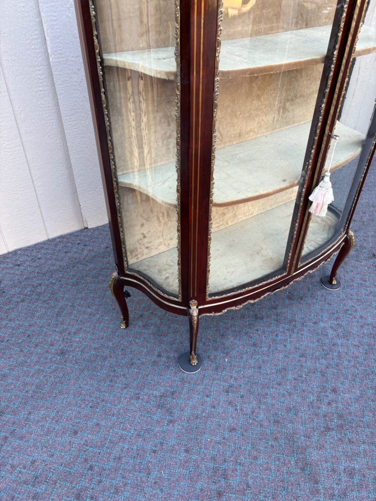 68099  Louis XV Style Marble Top Curio Cabinet with Glass Doors