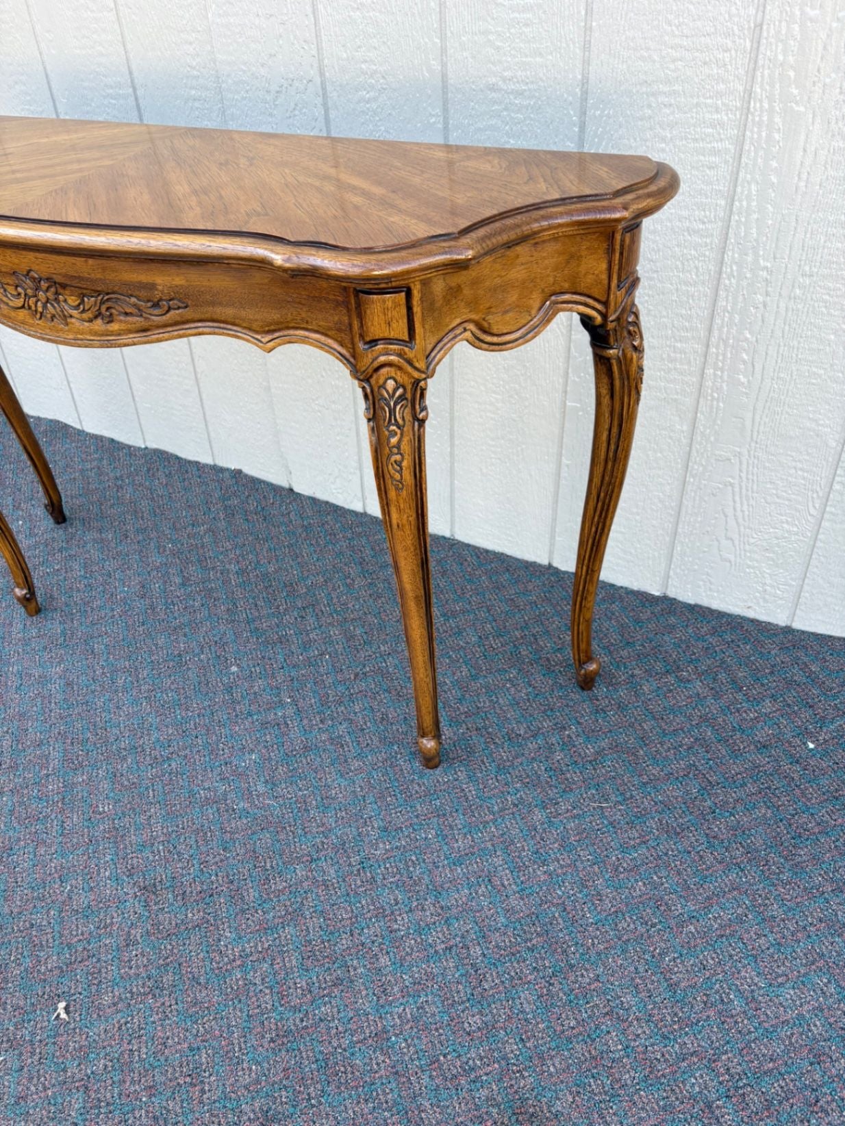 67427  Elegant French Country Console Table with Cabriole Legs