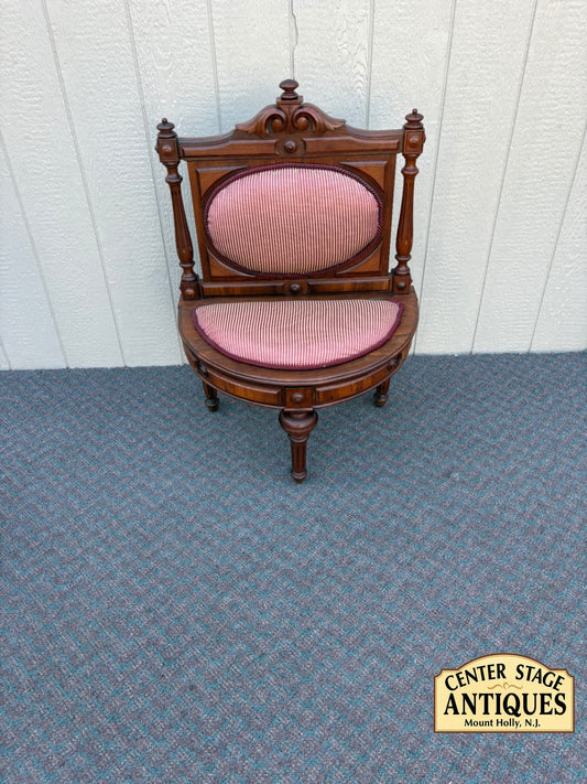 67841 Victorian Lift Seat Chair with Red Striped Upholstery