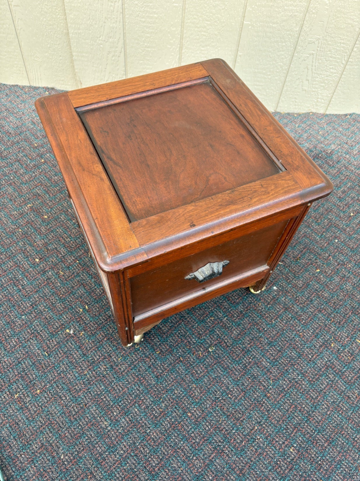 67726 Victorian Walnut Potty Chair with Porcelain Insert and Casters