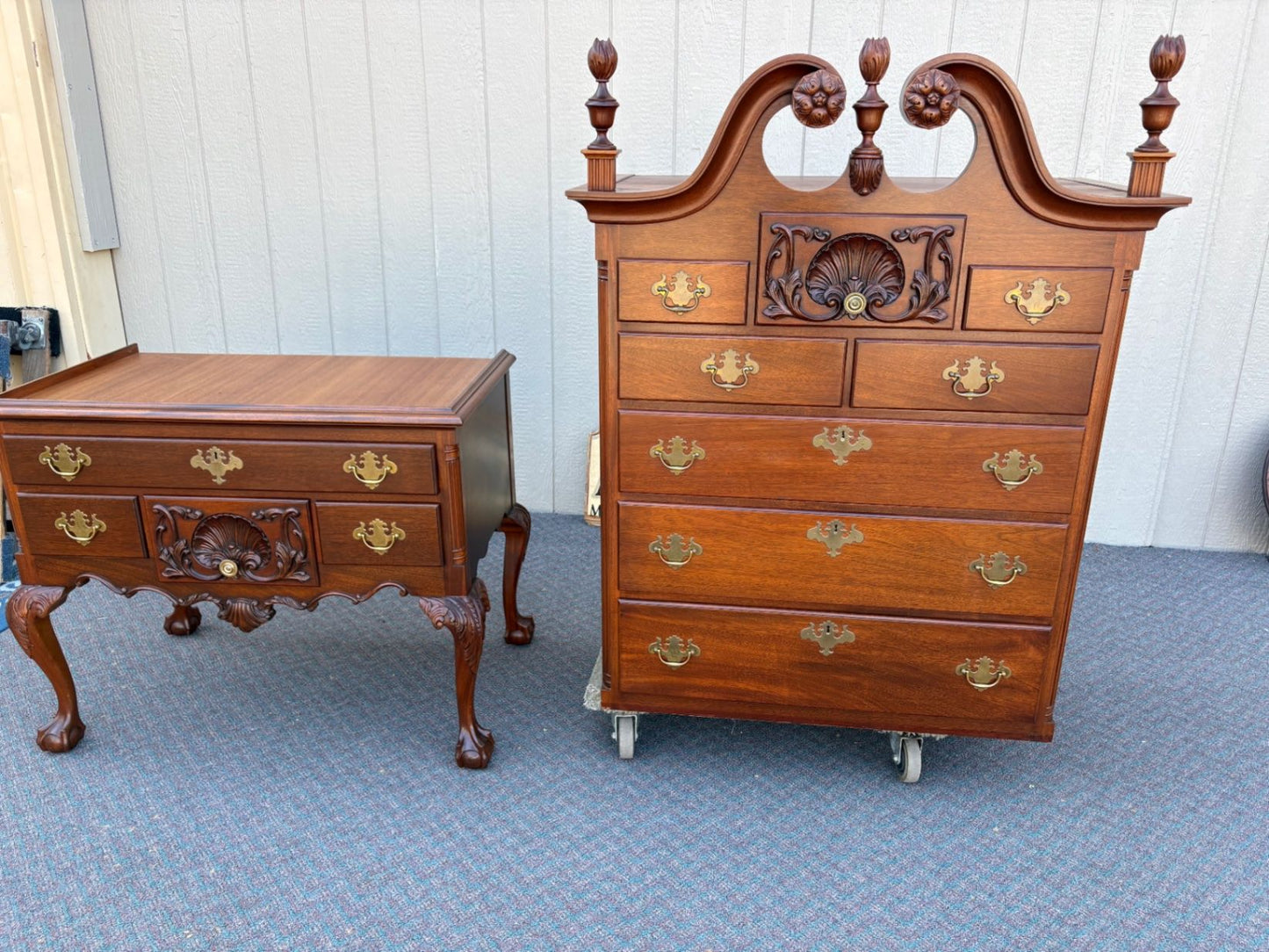 67648  FELDENKREIS Mahogany Chippendale Style Highboy Chest on Ball-and-Claw Feet