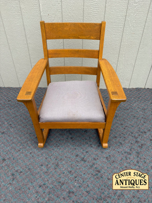 67927 Mission Style Oak Rocking Chair with Upholstered Seat