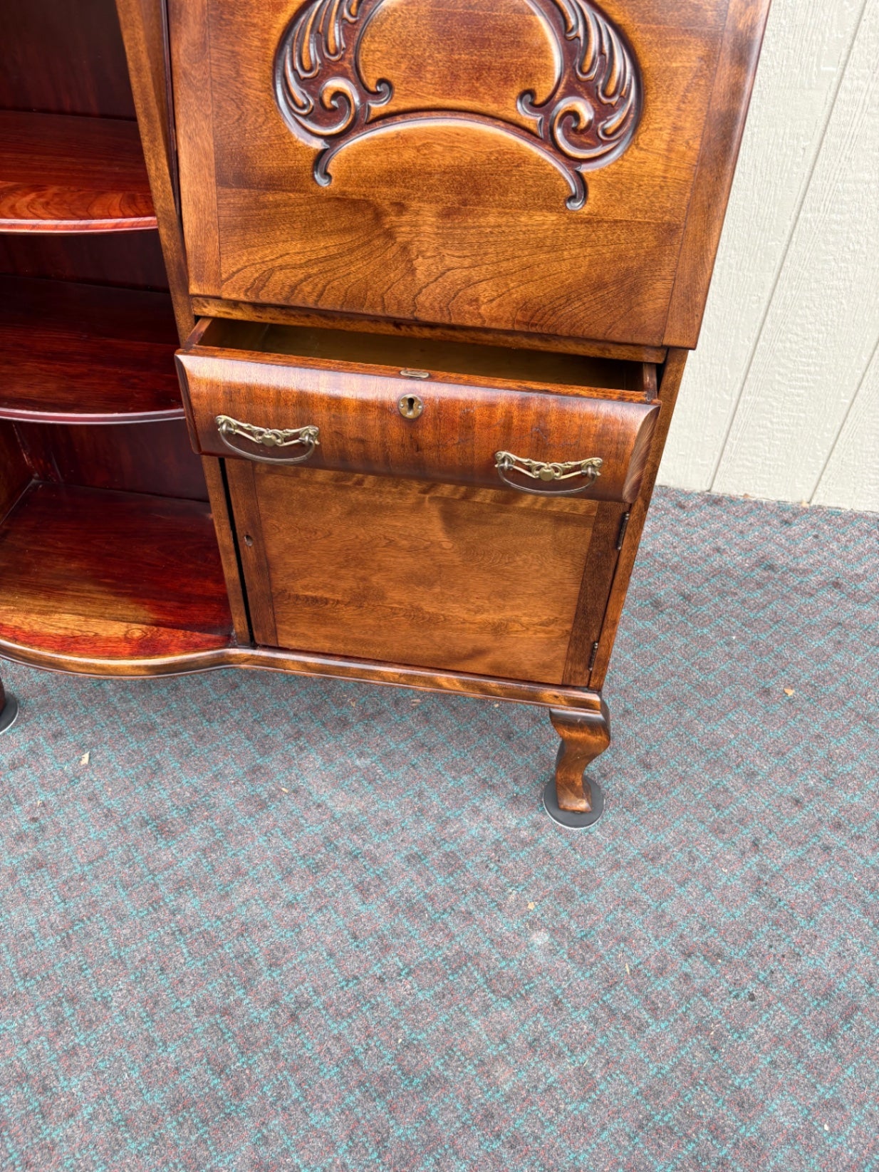 68103 Edwardian Mahogany Side by Side Curio Desk with Mirror