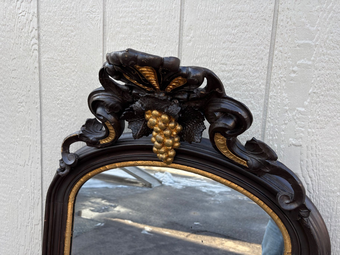 67382 Victorian Wall Mirror with Ornate Gilt Carved Grapes