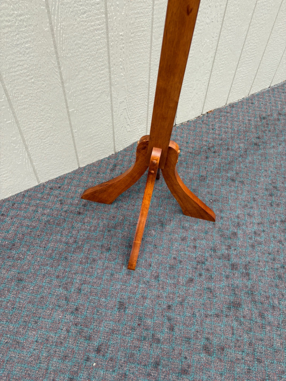 68030 Mid-Century Modern Solid Wood Coat Tree with Metal Hooks