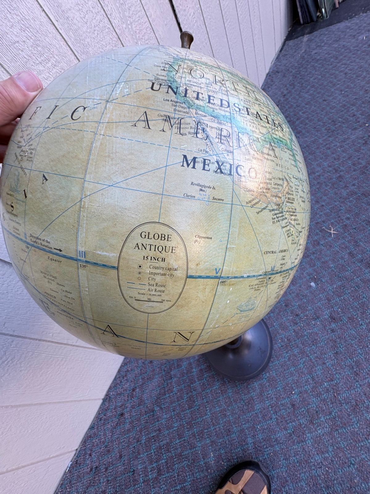 Antique Maritime Survey Floor Standing Globe with Black Metal Stand 1808