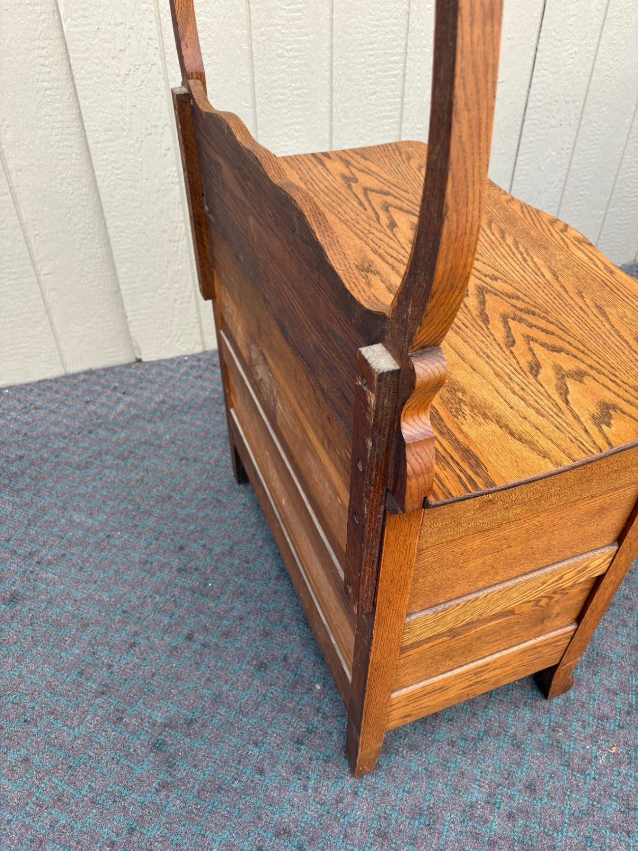 68035 Victorian Oak Washstand with Towel Rail and Carved Details